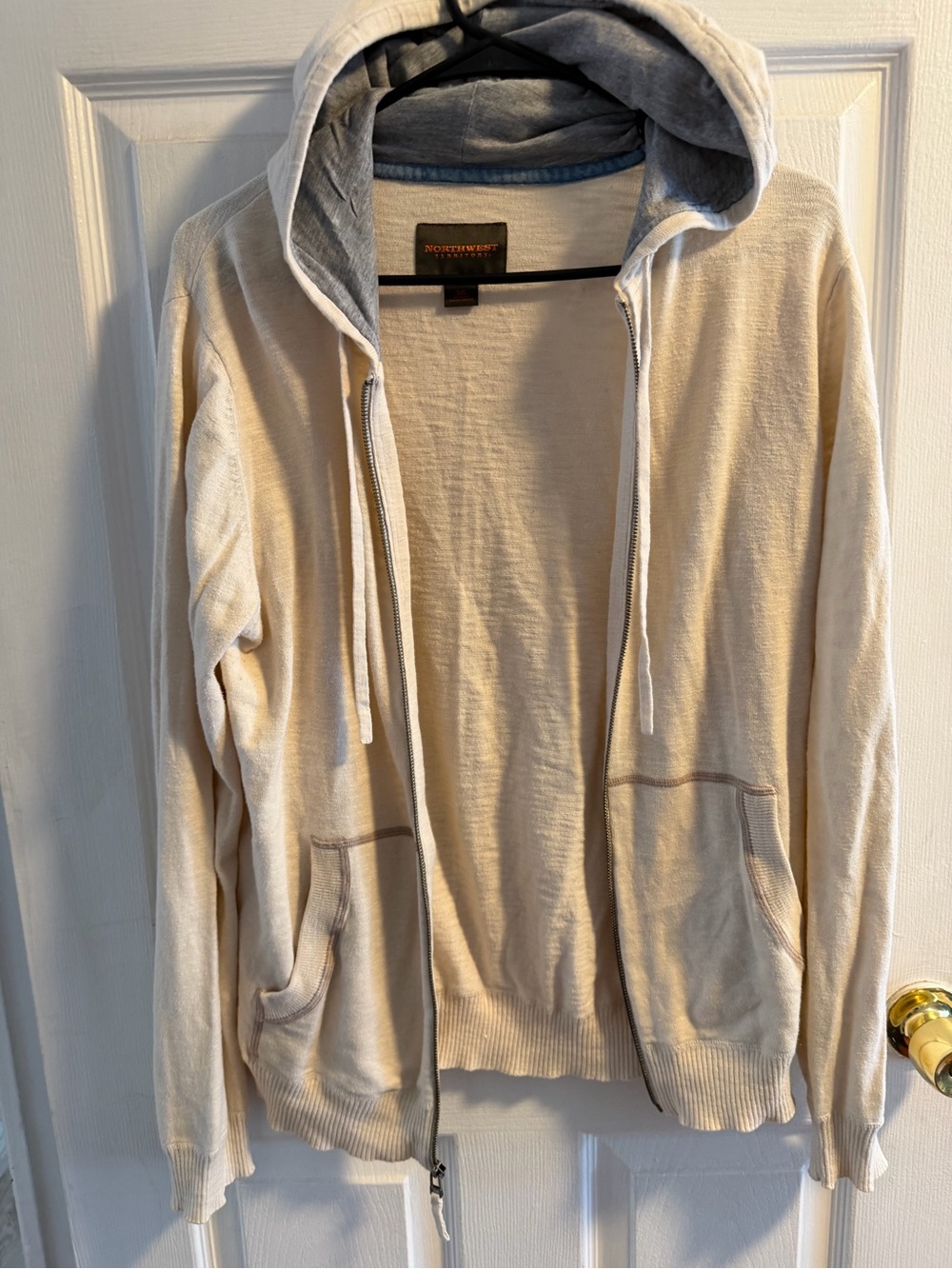 Northwest Territory Men’s Cream Zip Hoodie Sweater with Contrast Lining